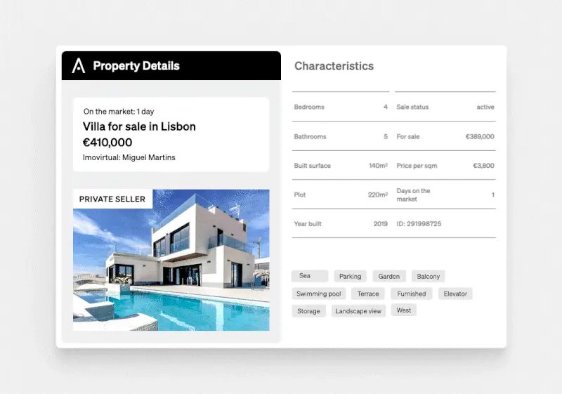 View of CASAFARI CRM with real estate data and market intelligence